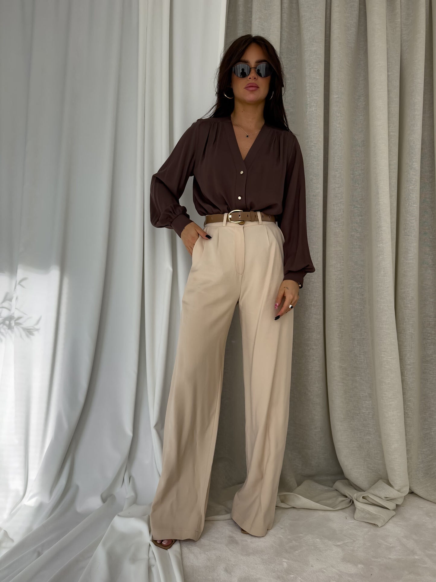 RUFFLES Shirt – Brown