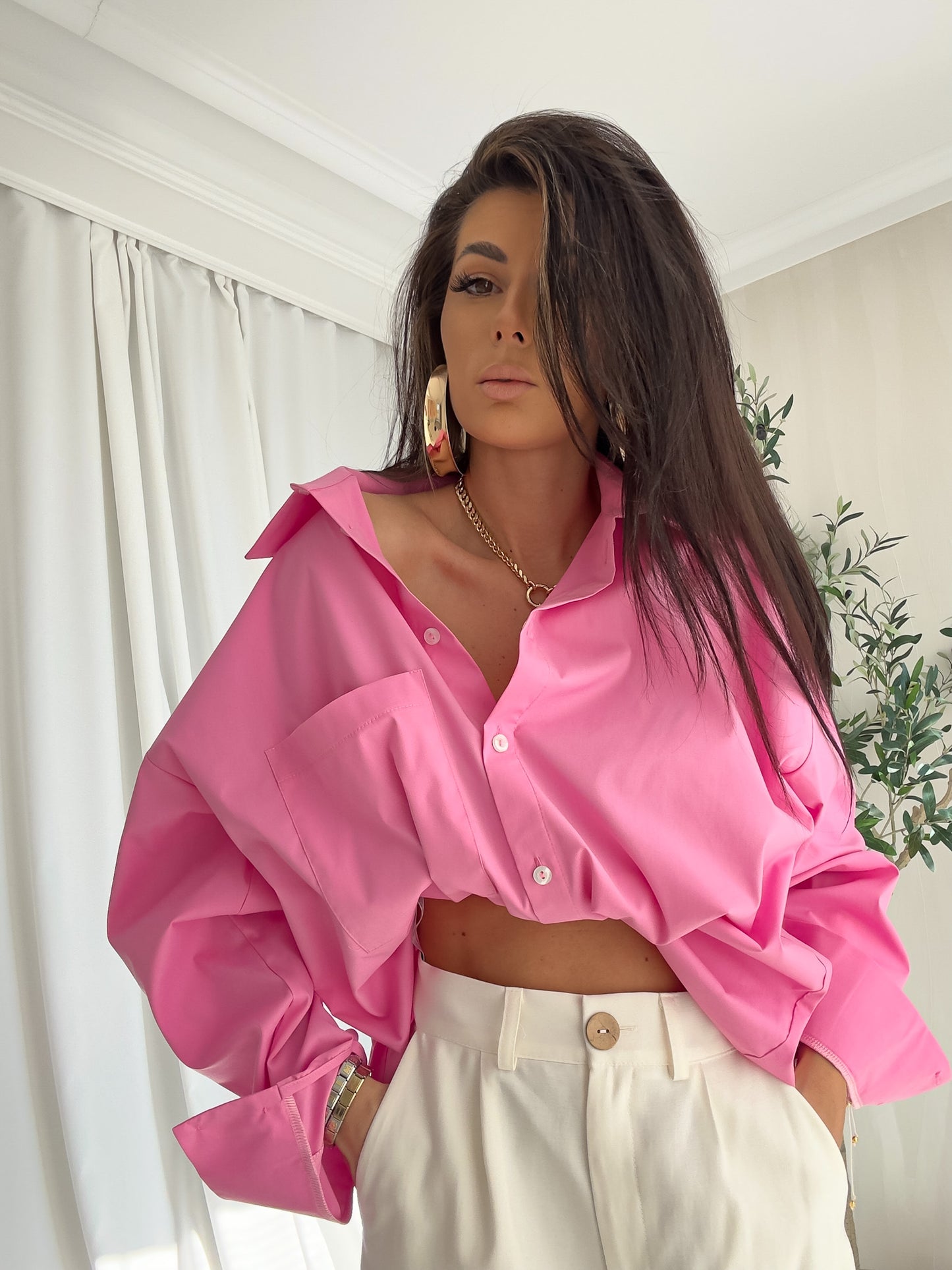 Pink Over Spring Pocket Shirt