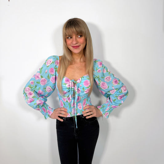 Blue Floral Romance Blouse