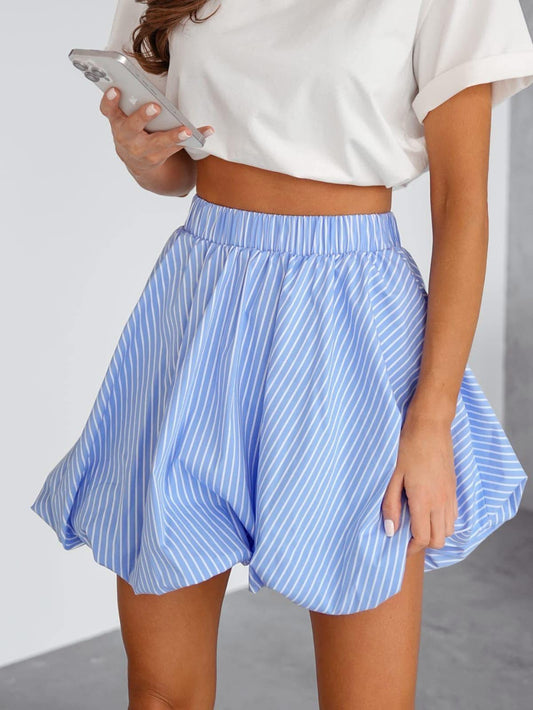 Blue white Bubble Stripped mini skirt