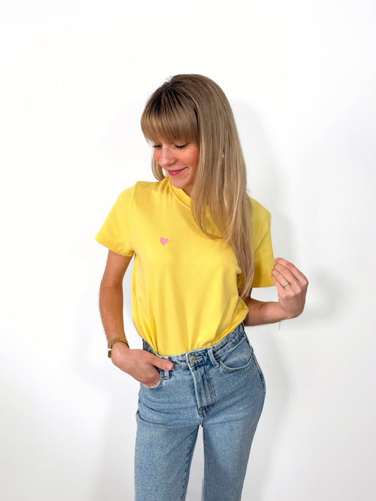Yellow Minimal Heart Tee