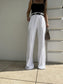 Ecru Simple stripped trousers