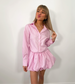 Pink Breezy Striped Shirt Dress