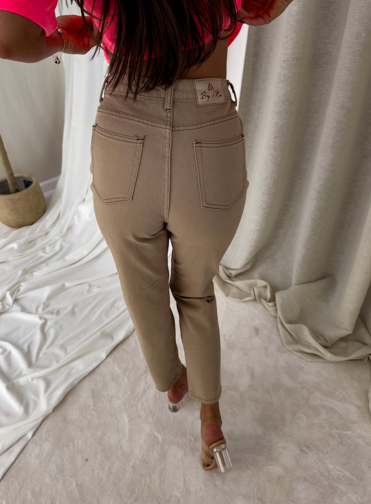 Dark Beige Mom Fit Jeans