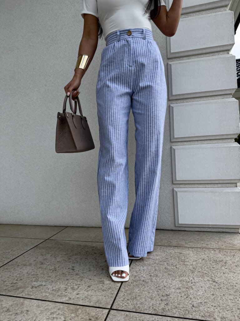 Blue Simple stripped jeans trousers