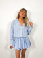 Blue Breezy Striped Shirt Dress