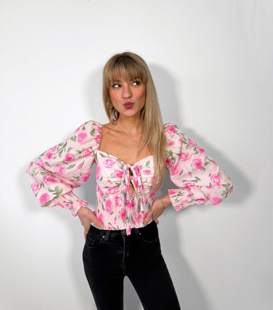 Pink Floral Romance Top