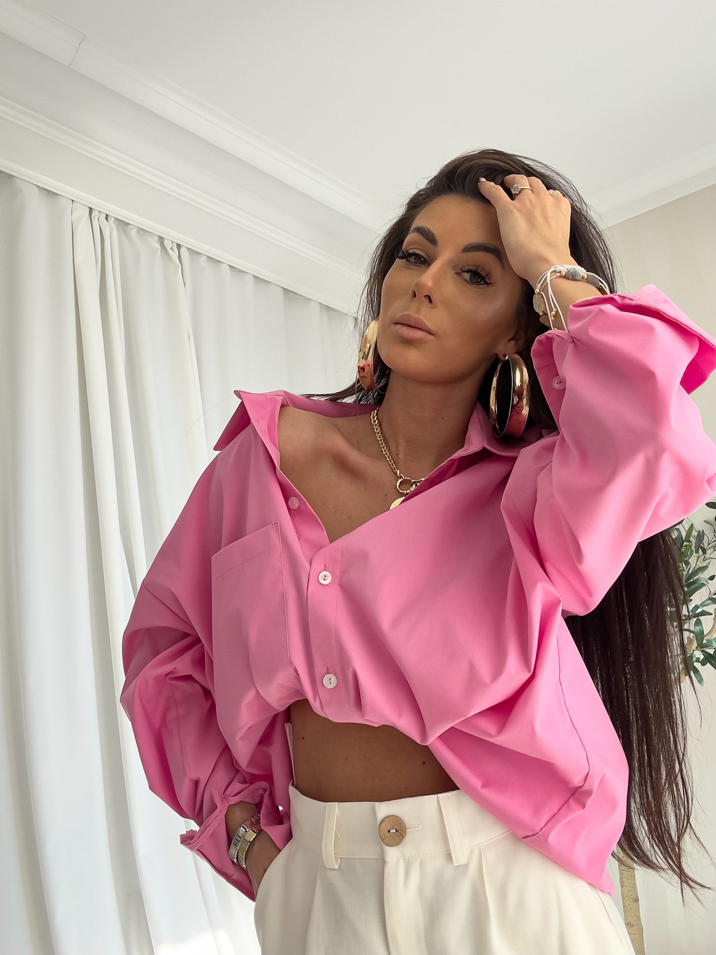Pink Over Spring Pocket Shirt