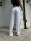 Ecru Simple stripped trousers