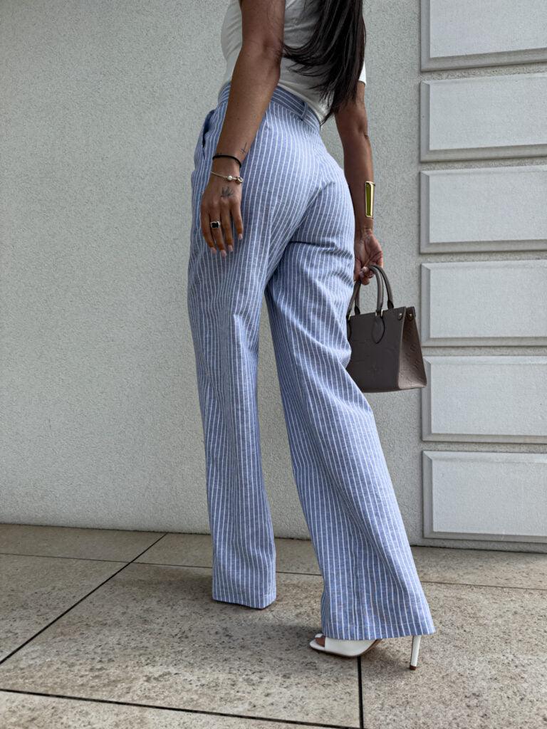 Blue Simple stripped jeans trousers