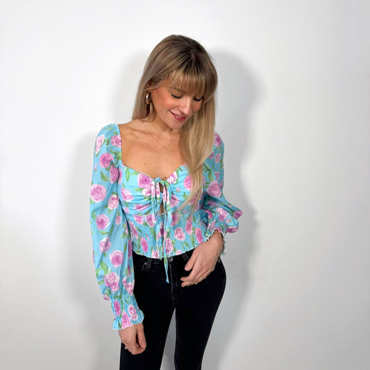 Blue Floral Romance Blouse