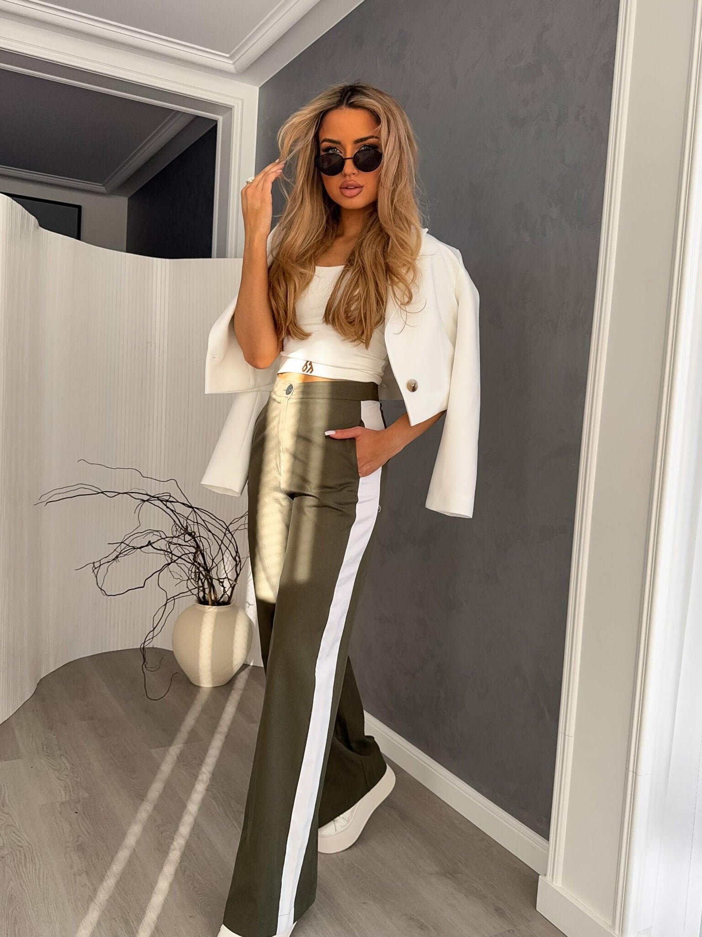 Khaki Elite Stripe Trousers