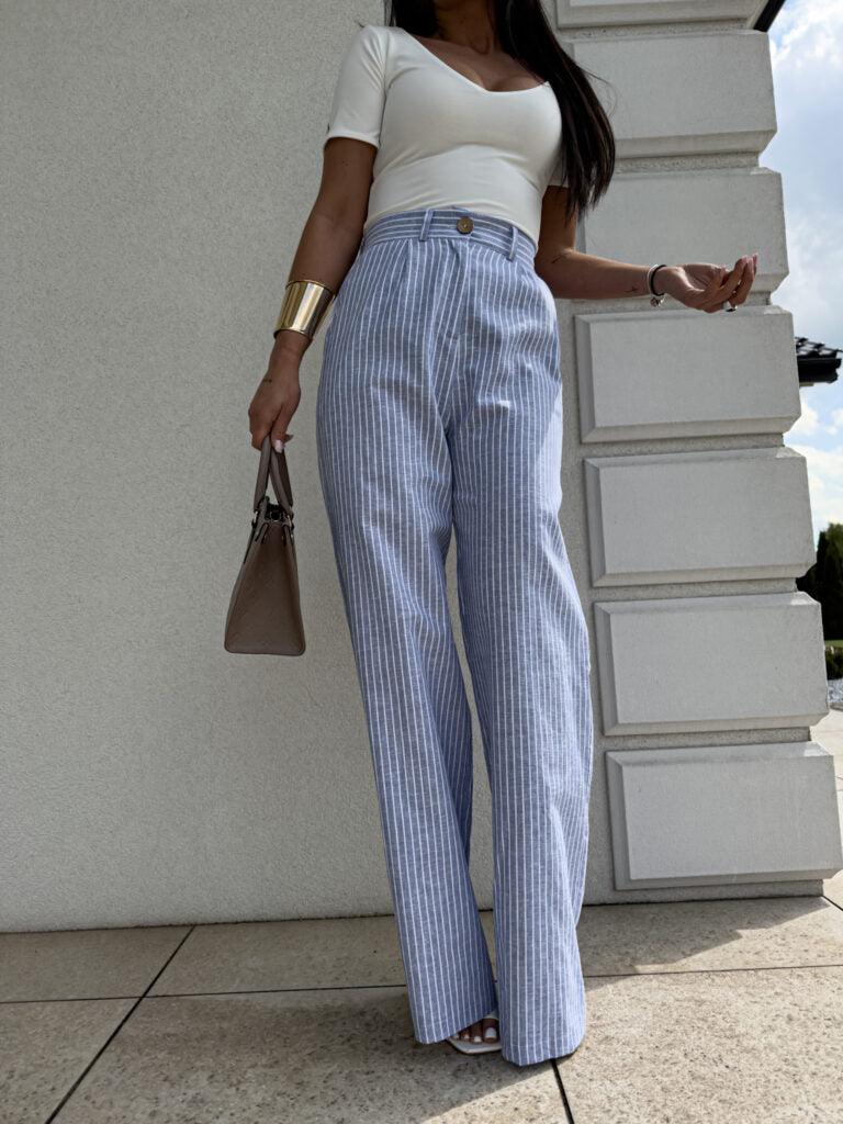 Blue Simple stripped jeans trousers