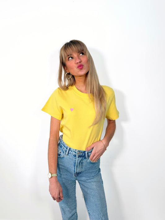 Yellow Minimal Heart Tee