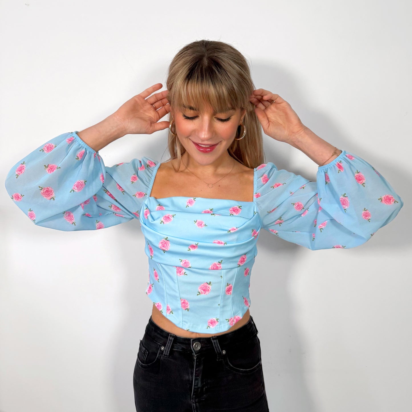 Blue Rosalie Floral Blouse