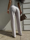 Beige Simple stripped trousers