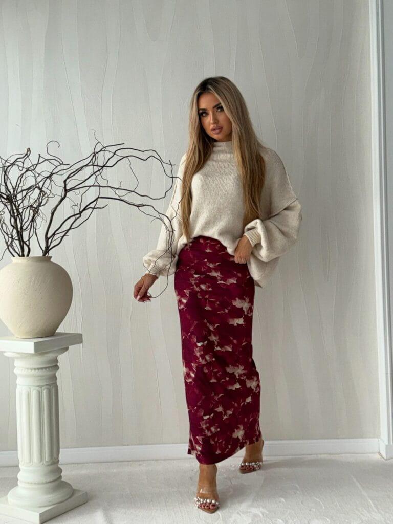 Floral burgundy Vogue skirt