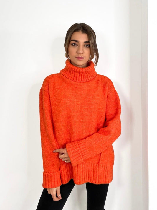 ORANGE OVERSIZE ROLL NECK JUMPER