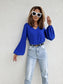 Royal Blue V-Neck Blouse