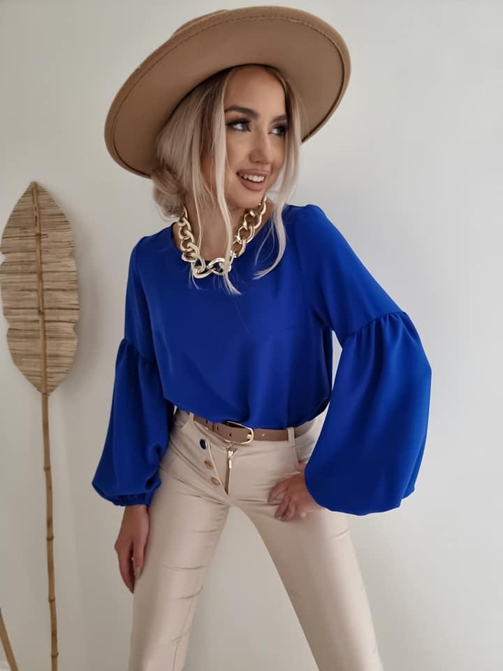 Royal Blue V-Neck Blouse