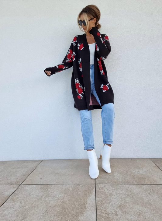 Rose Print Cardigan