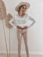 White Long Sleeve Frill Top