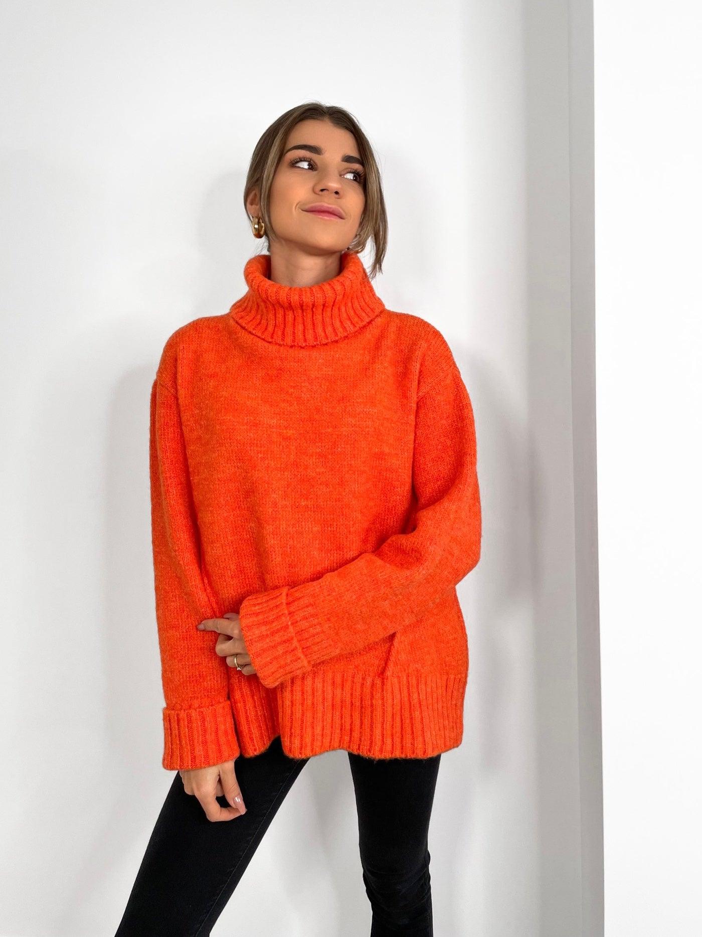 ORANGE OVERSIZE ROLL NECK JUMPER