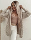 Beige hooded cardigan