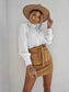 Camel Suede Mini Skirt