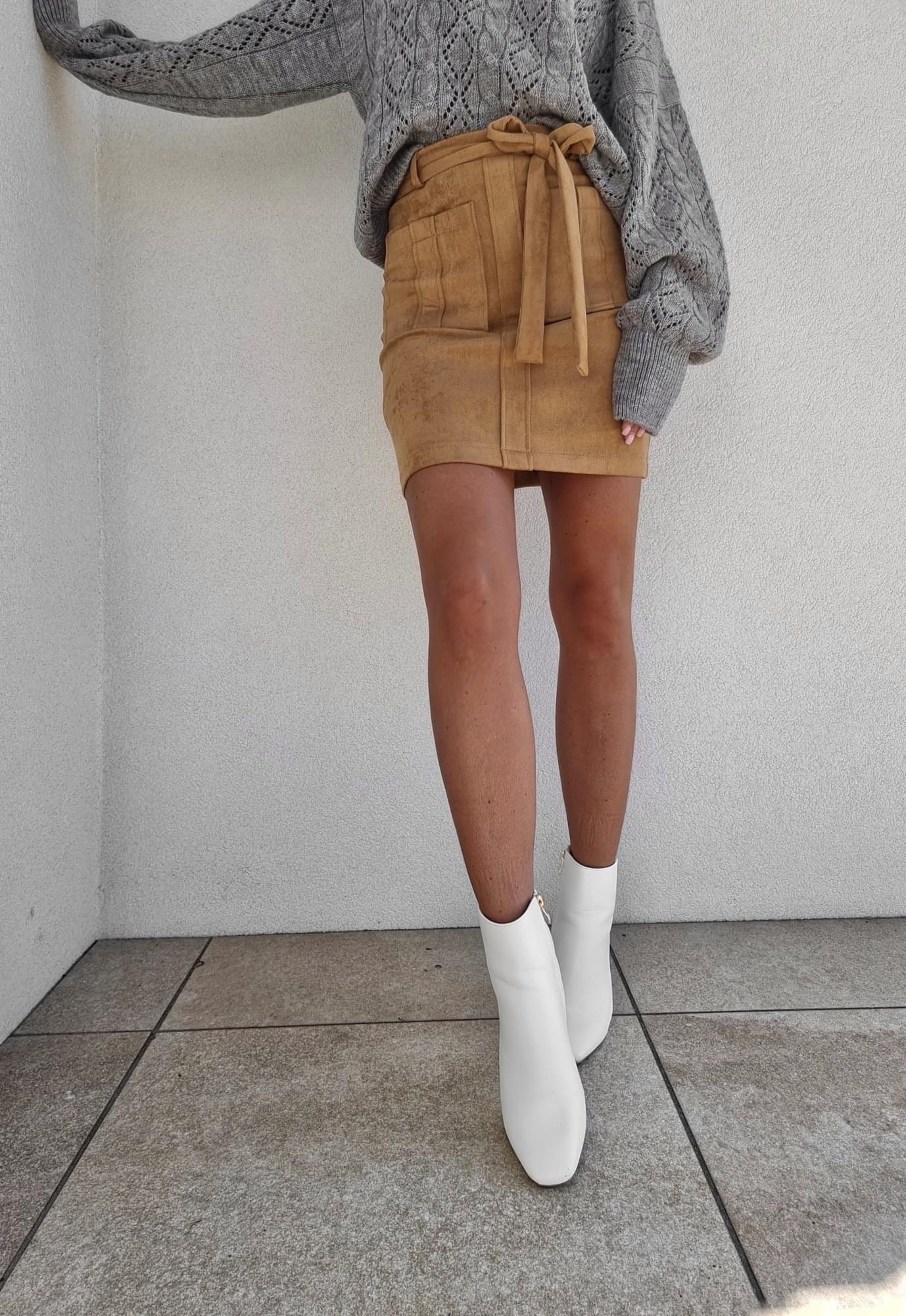 Camel Suede Mini Skirt