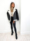 BLACK AVIATOR JACKET WITH WHITE FAUX FUR