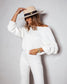 WHITE COTTON CO-ORD LONG SLEEVE TOP AND TROUSERS SET