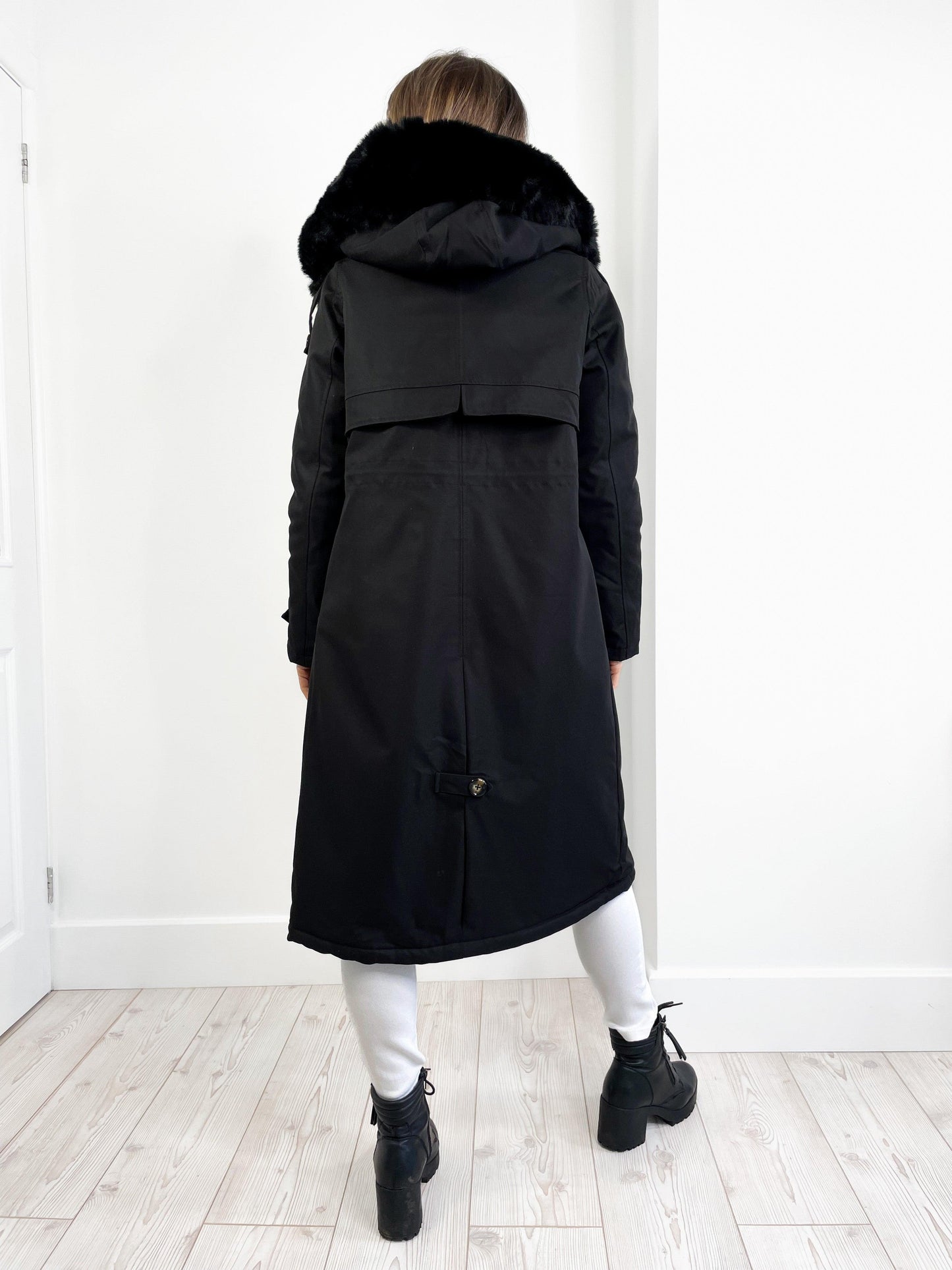 LONG BLACK PARKA COAT